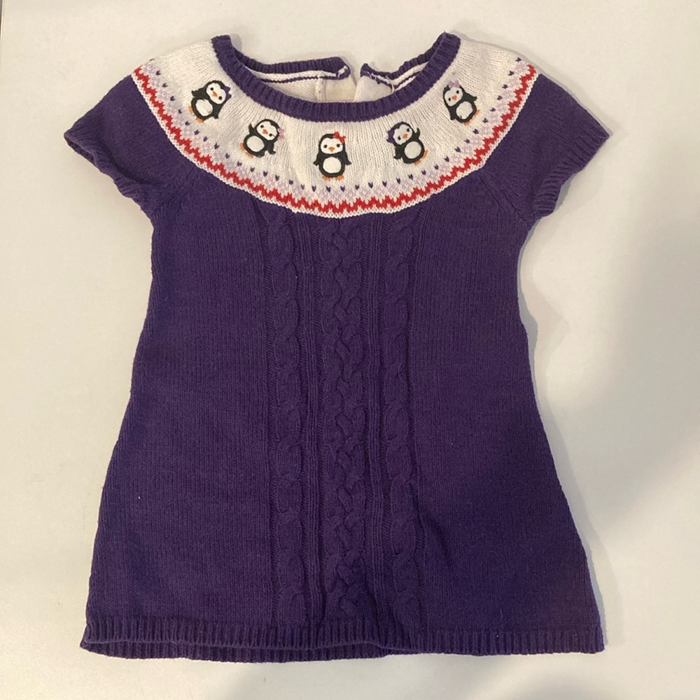 Adorable purple Gymboree penguin sweater dress 18-24 month toddler girls